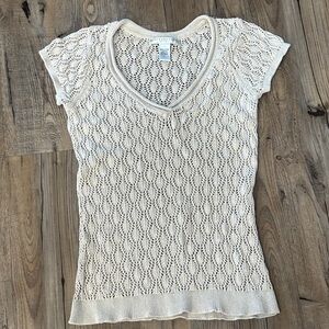 Geoffrey Beene Cream Lace Knit Blouse